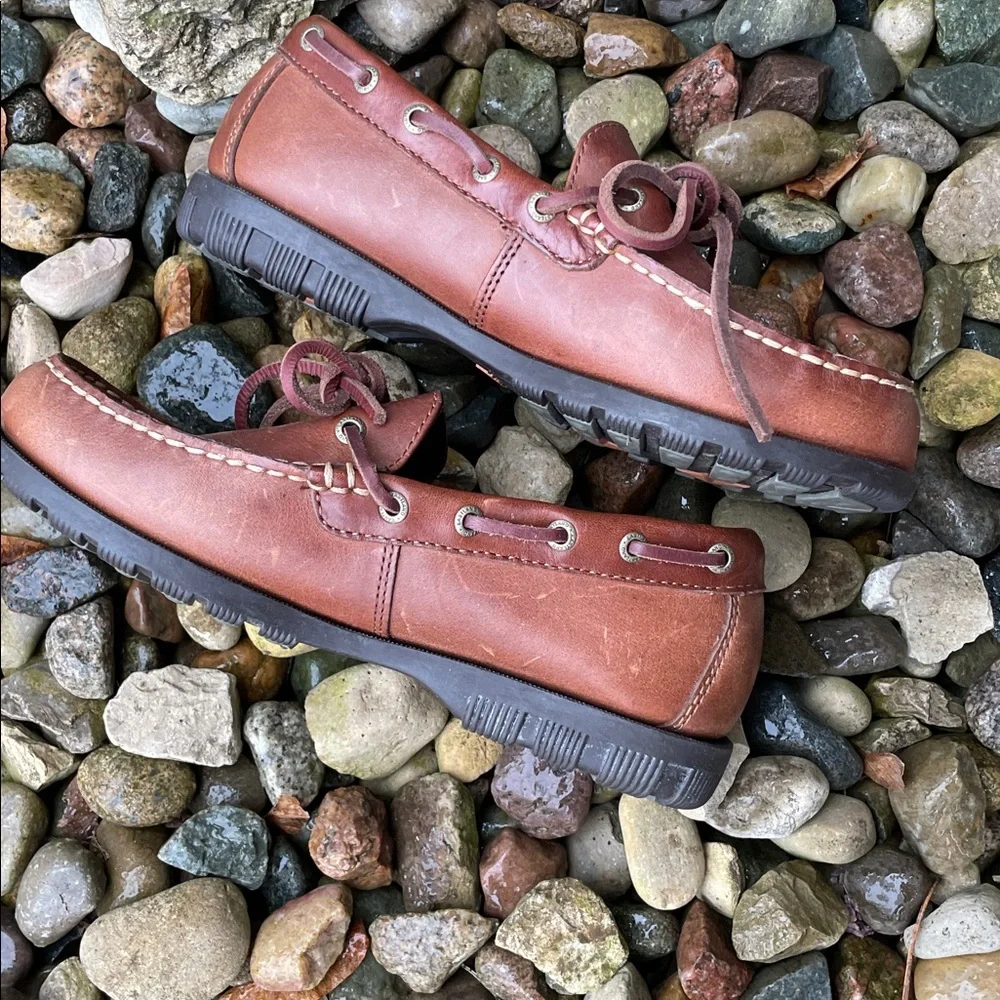 Eastland‎ Brown Leather Moc Toe Boat Shoes Loafers